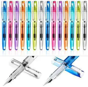 16 Pieces Fountain Pen Refillable Disposable Fountain Pens for Writing Fine Nib Signature Ink Pen Piston Filling Pen for Calligraphy Painting, Drawing, School, Scrapbook and Sketch(Multicolor) 16 Pieces Fountain Pen Refillable Disposable Fountain Pens for Writing Fine Nib Signature Ink Pen Piston Filling Pen for Calligraphy Painting, Drawing, School, Scrapbook and Sketch(Multicolor)