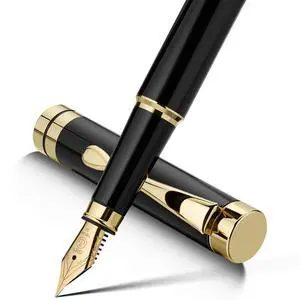 Fountain Pen-Luxury Black and Gold Finish, 18K Gilded Nib(Medium), Smooth Ink Flow, Complete Set with 4 Black Ink Cartridges, Converter & Gift Box-Perfect Weight, Ideal for Office, Journaling Fountain Pen-Luxury Black and Gold Finish, 18K Gilded Nib(Medium), Smooth Ink Flow, Complete Set with 4 Black Ink Cartridges, Converter & Gift Box-Perfect Weight, Ideal for Office, Journaling