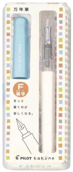 Kakuno Fine-Nib Fountain Pen, White Body Soft Blue Cap Body (FKA-1SR-SLF) Kakuno Fine-Nib Fountain Pen, White Body Soft Blue Cap Body (FKA-1SR-SLF)