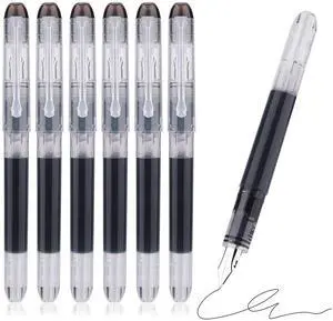 Disposable Fountain Pens, Black Ink Smooth Writing Pens Quick-Drying Liquid ink Fine Nib for School Office Gift Supplies 6PCS Disposable Fountain Pens, Black Ink Smooth Writing Pens Quick-Drying Liquid ink Fine Nib for School Office Gift Supplies 6PCS