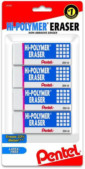 Hi-Polymer Block Eraser, Large, White, Pack of 4 (ZEH10BP4) Hi-Polymer Block Eraser, Large, White, Pack of 4 (ZEH10BP4)