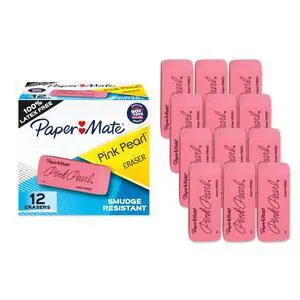 Erasers, Pink Pearl, 12 Count - Latex Free and Smudge Resistant, Back to School, Teacher Supplies Erasers, Pink Pearl, 12 Count - Latex Free and Smudge Resistant, Back to School, Teacher Supplies