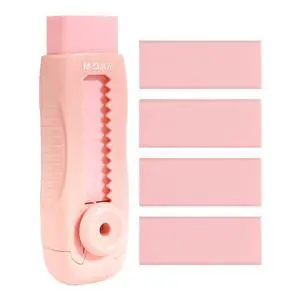 4+1 Pack Rubber Pink Erasers Sliding Retractable Eraser, Soft Cute Erasers Push Pull Large Pencil Erasers with Plastic Sleeve 4 Refill Eraser for School Students Kids Office Home Supplies 4+1 Pack Rubber Pink Erasers Sliding Retractable Eraser, Soft Cute Erasers Push Pull Large Pencil Erasers with Plastic Sleeve 4 Refill Eraser for School Students Kids Office Home Supplies