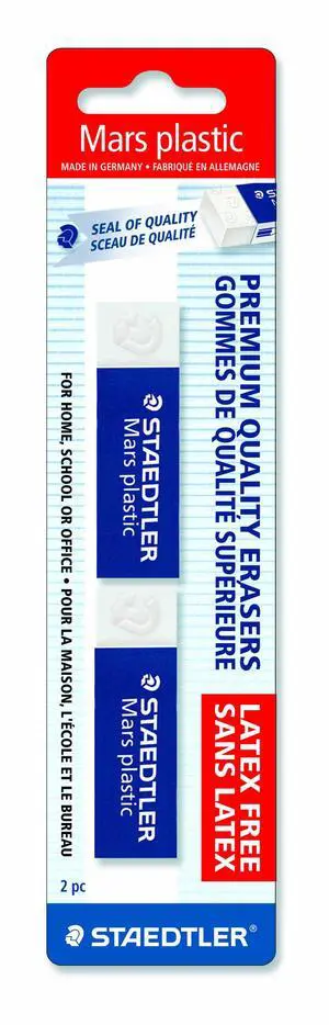 Mars Plastic Vinyl Erasers (2-Pack), White Erasers for Clean & Precise Results - Latex-Free, Minimal Crumbling, Made in Germany Mars Plastic Vinyl Erasers (2-Pack), White Erasers for Clean & Precise Results - Latex-Free, Minimal Crumbling, Made in Germany