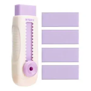 4+1 Pack Rubber Erasers Sliding Retractable Eraser, Soft Cute Erasers Push Pull Large Pencil Eraser with Plastic Sleeve 4 Refill Eraser for Students Kids, School Office Home Supplies (Purple) 4+1 Pack Rubber Erasers Sliding Retractable Eraser, Soft Cute Erasers Push Pull Large Pencil Eraser with Plastic Sleeve 4 Refill Eraser for Students Kids, School Office Home Supplies (Purple)
