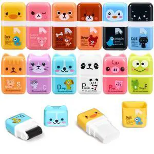 12 Pack Pencil Erasers, Cute Erasers Pencil Eraser w/Clean up Roller 12 Pack Pencil Erasers, Cute Erasers Pencil Eraser w/Clean up Roller