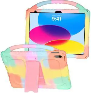 Kids Case for iPad (A16) 11th Generation 11 Inch 2025/10th Generation 10.9 Inch 2022 Built-in Stand Handle,Lightweight Shockproof Silicone Kids Cover for iPad 10th/11th Gen (Rainbow) Kids Case for iPad (A16) 11th Generation 11 Inch 2025/10th Generation 10.9 Inch 2022 Built-in Stand Handle,Lightweight Shockproof Silicone Kids Cover for iPad 10th/11th Gen (Rainbow)