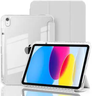 Case for iPad A16 11th Generation 11 Inch 2025, iPad 10th Generation 10.9 Inch 2022, Hybrid Protective Cover with Pencil Holder, Clear Transparent Back Shell, Anti-Yellowing Case, Gray Case for iPad A16 11th Generation 11 Inch 2025, iPad 10th Generation 10.9 Inch 2022, Hybrid Protective Cover with Pencil Holder, Clear Transparent Back Shell, Anti-Yellowing Case, Gray