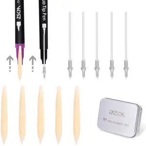 Duo Tip Brush Markers Replacement Nib Tips, Include 5 Brush Tips, 5 Fineliner Tips Duo Tip Brush Markers Replacement Nib Tips, Include 5 Brush Tips, 5 Fineliner Tips