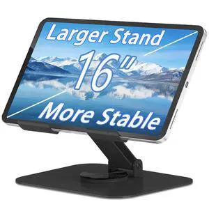 Large Metal Tablet Stand 360° Rotation for 4-16 Tablet, Black Large Metal Tablet Stand 360° Rotation for 4-16 Tablet, Black