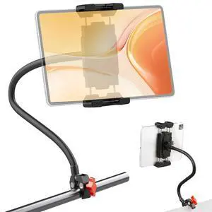 Gooseneck Tablet Holder, 19.69" Metal Crab Clamp iPad/iPhone Mount for Stroller/Treadmill/Golf Cart/Boat/Mic Stand/Gym Bicycle Handlebar Clamp/Desk, Compatible with 4-13" iPad Pro/Air/Mini/E-book Gooseneck Tablet Holder, 19.69" Metal Crab Clamp iPad/iPhone Mount for Stroller/Treadmill/Golf Cart/Boat/Mic Stand/Gym Bicycle Handlebar Clamp/Desk, Compatible with 4-13" iPad Pro/Air/Mini/E-book