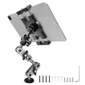 Aluminum Heavy Duty Drill Base Tablet Holder Car Mount Dashboard, 14.2 Long 360°3-Stage Metal Stand Bracket for 4.7-12.9" iPad Pro/Air/Mini/Galaxy Tab, for Car Auto Truck Wall Desk Aluminum Heavy Duty Drill Base Tablet Holder Car Mount Dashboard, 14.2 Long 360°3-Stage Metal Stand Bracket for 4.7-12.9" iPad Pro/Air/Mini/Galaxy Tab, for Car Auto Truck Wall Desk