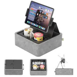 Tablet Pillow Stand, Adjustable iPad Holder for Bed, Lap and Desk with Two Cup Holder and Storage Tray, 360°Rotating Clip Soft Dock Compatible with iPad Pro 12.9, Air, Mini, Phone and E-Reader Tablet Pillow Stand, Adjustable iPad Holder for Bed, Lap and Desk with Two Cup Holder and Storage Tray, 360°Rotating Clip Soft Dock Compatible with iPad Pro 12.9, Air, Mini, Phone and E-Reader