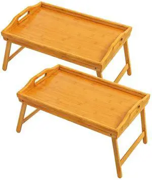2 Pack Bed Tray Table Breakfast Trays Serving Bamboo Laptap with Floding Legs Handles and Phone Holders 2 Pack Bed Tray Table Breakfast Trays Serving Bamboo Laptap with Floding Legs Handles and Phone Holders