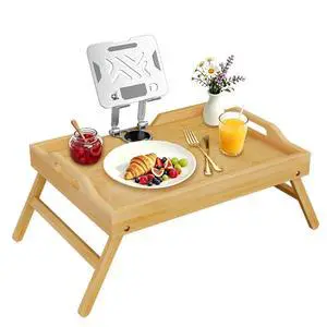 Bed Table Tray with Folding Legs,Bamboo Breakfast in Bed Tray with Handle,360° Adjustable Phone Holder for Bed,Ipad Stand Lap Desk Fits 5"-13" Kindle,iPad,Phone,Tablet - No Assembly Needed Bed Table Tray with Folding Legs,Bamboo Breakfast in Bed Tray with Handle,360° Adjustable Phone Holder for Bed,Ipad Stand Lap Desk Fits 5"-13" Kindle,iPad,Phone,Tablet - No Assembly Needed