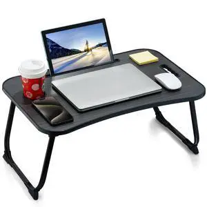 Laptop Bed Desk, Foldable Lap Desk, Portable Lap Table, Laptop Stand with Cup Holder, Tablet Slot & Lifting Handle for Work, Write, Draw & Eat on Bed, Sofa or Couch - Black Laptop Bed Desk, Foldable Lap Desk, Portable Lap Table, Laptop Stand with Cup Holder, Tablet Slot & Lifting Handle for Work, Write, Draw & Eat on Bed, Sofa or Couch - Black