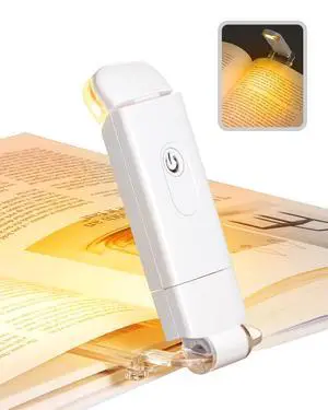 Book Reading Light, Amber Warm Clip On LED with 3 Adjustable Brightness for Eye Protection, Rechargeable USB, Perfect for Bookworms, Kids (White) Book Reading Light, Amber Warm Clip On LED with 3 Adjustable Brightness for Eye Protection, Rechargeable USB, Perfect for Bookworms, Kids (White)