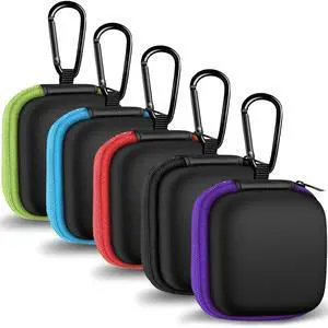 Earbud Case Portable EVA Carrying Case Storage Bag Cell Phone Accessories Organizer with Carabiner for Wired/Wireless Headphones, SD Memory Card, Camera Chips(Square, 5 Pack2) Earbud Case Portable EVA Carrying Case Storage Bag Cell Phone Accessories Organizer with Carabiner for Wired/Wireless Headphones, SD Memory Card, Camera Chips(Square, 5 Pack2)