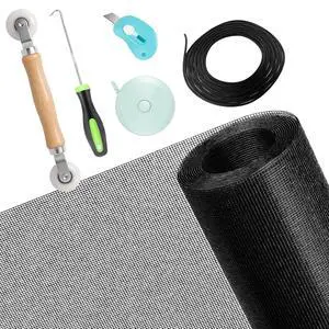 Window Screen Repair Kit, 39" x 78" Screen Door Mesh Replacement Kit, Durable Fiberglass Roll with Tools for Windows Doors Patio and Porch Replacement, Black Window Screen Repair Kit, 39" x 78" Screen Door Mesh Replacement Kit, Durable Fiberglass Roll with Tools for Windows Doors Patio and Porch Replacement, Black
