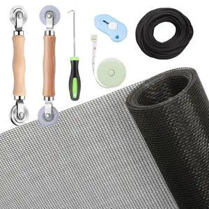Windows Screen and Screen Door Repair Kit, 48"x118" Charcoal Fiberglass Mesh with Rolling Tool/Hook/Ruler/Cutter/Spline - Window Screen & Sliding Screen Door Replacement for Windows, TOOLTRIZ Windows Screen and Screen Door Repair Kit, 48"x118" Charcoal Fiberglass Mesh with Rolling Tool/Hook/Ruler/Cutter/Spline - Window Screen & Sliding Screen Door Replacement for Windows, TOOLTRIZ