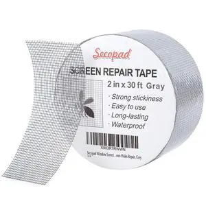 Grey Window Screen Repair Tape, 2IN X 30FT (360IN) Screen Repair Kit for Windows or Doors, Strong Adhesive Patch Kit Fiberglass Mesh Tape Grey Window Screen Repair Tape, 2IN X 30FT (360IN) Screen Repair Kit for Windows or Doors, Strong Adhesive Patch Kit Fiberglass Mesh Tape