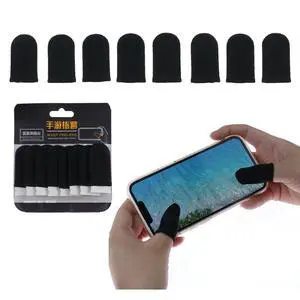 8 Pack Black Gaming Finger Sleeves, Breathable Anti-Slip Thumb Covers, High Sensitivity Touchscreen for Mobile Gamers 8 Pack Black Gaming Finger Sleeves, Breathable Anti-Slip Thumb Covers, High Sensitivity Touchscreen for Mobile Gamers