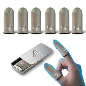 6 Pack Silver Fiber Gaming Finger Sleeves 6 Pack Silver Fiber Gaming Finger Sleeves