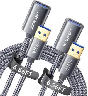 JSAUX 2Pack 6.56FT+6.56FT USB 3.0 Extension Cable Type A Male to Female JSAUX 2Pack 6.56FT+6.56FT USB 3.0 Extension Cable Type A Male to Female