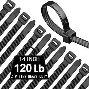 14inch Black Zip Ties Heavy Duty UV Resistant Nylon Cable Ties, 120lb Tensile Strength, 60Pack Durable Wire Ties, Heavy Duty Tie Straps Indoor and Outdoor Cable Management Solution by AGAOTIAN 14inch Black Zip Ties Heavy Duty UV Resistant Nylon Cable Ties, 120lb Tensile Strength, 60Pack Durable Wire Ties, Heavy Duty Tie Straps Indoor and Outdoor Cable Management Solution by AGAOTIAN