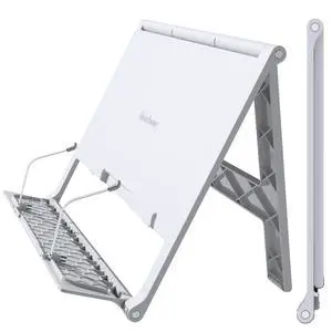 Portable Book Stand Free Angle Adjustable Book Holder for Thick Textbook Collapsible Lightweight Book Rest (White) Portable Book Stand Free Angle Adjustable Book Holder for Thick Textbook Collapsible Lightweight Book Rest (White)