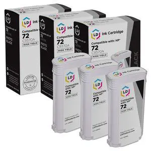 Products Compatible Replacements for HP Designjet 72#72 C9370A Photo Black Ink Cartridges High Yie for Use in T1100, T1120, T1200, T610, T620, T770, SD Pro MFP T1120ps Printers (3-Pack) Products Compatible Replacements for HP Designjet 72#72 C9370A Photo Black Ink Cartridges High Yie for Use in T1100, T1120, T1200, T610, T620, T770, SD Pro MFP T1120ps Printers (3-Pack)