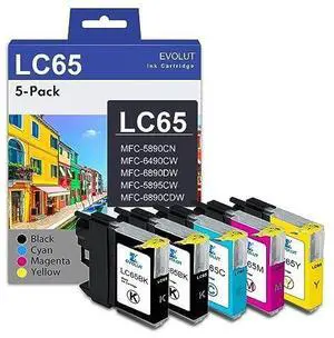 LC65 Ink Cartridges(5-Pack, 2 Black, 1 Cyan, 1 Magenta, 1 Yellow) - Eout Compatible LC65 Ink Cartridges Replacement for Brother LC65XL MFC-5890CN MFC-6490CW MFC-6890DW MFC-5895CW MFC-6890CDW Printer LC65 Ink Cartridges(5-Pack, 2 Black, 1 Cyan, 1 Magenta, 1 Yellow) - Eout Compatible LC65 Ink Cartridges Replacement for Brother LC65XL MFC-5890CN MFC-6490CW MFC-6890DW MFC-5895CW MFC-6890CDW Printer