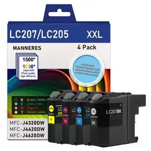 LC207 LC205 XXL Super High Yield Ink Cartridge (BK/C/M/Y, 4-Pack) Compatible LC207BK LC205C LC205M LC205Y Replacement for Brother LC207 LC205 Ink Cartridge MFC-J4320DW MFC-J4420DW MFC-J4620DW Printer LC207 LC205 XXL Super High Yield Ink Cartridge (BK/C/M/Y, 4-Pack) Compatible LC207BK LC205C LC205M LC205Y Replacement for Brother LC207 LC205 Ink Cartridge MFC-J4320DW MFC-J4420DW MFC-J4620DW Printer