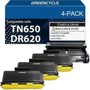 3PK Black Toner Cartridge Replacement and 1PK Drum Unit Set Compatible for Brother TN650 TN-650 DR620 DR-620 for DCP-8060 8080 HL-5200 5240 5370dw 5380dn MFC-8470DN 8680DN 8890DW Printer 3PK Black Toner Cartridge Replacement and 1PK Drum Unit Set Compatible for Brother TN650 TN-650 DR620 DR-620 for DCP-8060 8080 HL-5200 5240 5370dw 5380dn MFC-8470DN 8680DN 8890DW Printer