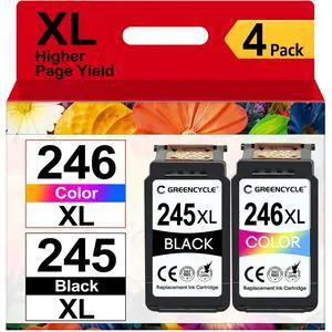 Remanufactured PG-245XL 245 XL CL-246XL CL-246 Ink Cartridge Compatible for Canon Pixma MX490 MX492 IP2820 MG2920 MG2922 MG2924 MG3020 MG3022 TS302 (Black, 2 Pack; Tri-Color, 2 Pack) Remanufactured PG-245XL 245 XL CL-246XL CL-246 Ink Cartridge Compatible for Canon Pixma MX490 MX492 IP2820 MG2920 MG2922 MG2924 MG3020 MG3022 TS302 (Black, 2 Pack; Tri-Color, 2 Pack)
