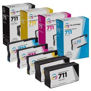 Products Remanufactured Ink Cartridge Replacement for HP 711 (2 Black, 1 Cyan, 1 Magenta, 1 Yellow, 5-Pack) for use in DesignJet: T120, T125, T130, T520, T525 24In, T525 36In, T530 24In, T530 36In Products Remanufactured Ink Cartridge Replacement for HP 711 (2 Black, 1 Cyan, 1 Magenta, 1 Yellow, 5-Pack) for use in DesignJet: T120, T125, T130, T520, T525 24In, T525 36In, T530 24In, T530 36In