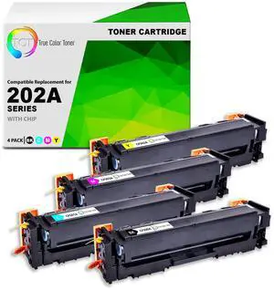 202A Compatible Toner Cartridge 4 Pack - CF500A CF501A CF502A CF503A for HP Color LaserJet Pro MFP M280NW M254DW M281FDW (Black Cyan Magenta Yellow) 202A Compatible Toner Cartridge 4 Pack - CF500A CF501A CF502A CF503A for HP Color LaserJet Pro MFP M280NW M254DW M281FDW (Black Cyan Magenta Yellow)