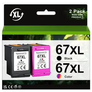 67XL Ink Cartridges Black Color Combo Pack Replacement for HP Ink 67 XL Fit for DeskJet 2700 2700e 2755 2755e 2752 4152 2755 4155e Envy 6000 6055 6400 6455 Printer (2 Pack) 67XL Ink Cartridges Black Color Combo Pack Replacement for HP Ink 67 XL Fit for DeskJet 2700 2700e 2755 2755e 2752 4152 2755 4155e Envy 6000 6055 6400 6455 Printer (2 Pack)