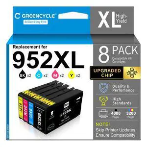 Compatible for HP 952XL Ink Cartridge, 952XL Ink Cartridges Combo Pack 8PC | Compatible with OfficeJet Pro 8710 8720 8740 7740 8210 Printers, Upgraded Chip, High Yield, Black & Color Compatible for HP 952XL Ink Cartridge, 952XL Ink Cartridges Combo Pack 8PC | Compatible with OfficeJet Pro 8710 8720 8740 7740 8210 Printers, Upgraded Chip, High Yield, Black & Color