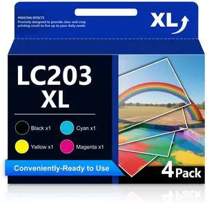 LC203XL Color Ink Cartridge Replacement for Brother LC203 LC201XL LC201 Work with MFC-J4420DW MFC-J480DW MFC-J880DW MFC-J680DW MFC-J885DW Printer (Black, Cyan, Magenta, Yellow) LC203XL Color Ink Cartridge Replacement for Brother LC203 LC201XL LC201 Work with MFC-J4420DW MFC-J480DW MFC-J880DW MFC-J680DW MFC-J885DW Printer (Black, Cyan, Magenta, Yellow)