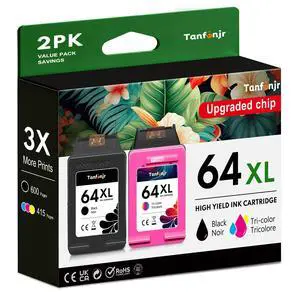 64XL Ink Cartridges Combo Pack Replacement for HP Ink 64XL 64 Work with HP Envy Photo 7800 7855 7858 7100 7155 6200 6255 Tango X Series Printer (High Yield,Black/Tri-Color) 64XL Ink Cartridges Combo Pack Replacement for HP Ink 64XL 64 Work with HP Envy Photo 7800 7855 7858 7100 7155 6200 6255 Tango X Series Printer (High Yield,Black/Tri-Color)