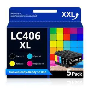 LC406XL High Yield Ink Cartridges 5-Pack Replacement for Brother LC406 LC406XL Work with MFC-J5955DW MFC-J6555DW MFC-6955DW MFC-J4535DW MFC-J5855DW MFC-J4345DW Printer (2Black, Cyan, Magenta, Yellow) LC406XL High Yield Ink Cartridges 5-Pack Replacement for Brother LC406 LC406XL Work with MFC-J5955DW MFC-J6555DW MFC-6955DW MFC-J4535DW MFC-J5855DW MFC-J4345DW Printer (2Black, Cyan, Magenta, Yellow)