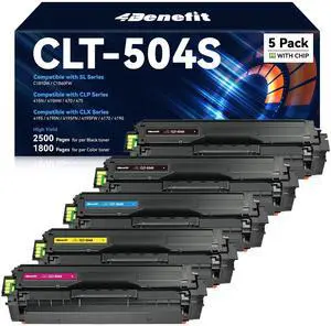 CLT-504S CLT 504S Toner Cartridge Replacement for Samsung 504S 5-Pack | CLT-K504S CLT-504S CLT-M504S CLT-C504S CLT-Y504S for Xpress C1860FW C1810W SL-C1860FW SL-C1810W CLX-4195FW CLP-415NW, 2BKCMY CLT-504S CLT 504S Toner Cartridge Replacement for Samsung 504S 5-Pack | CLT-K504S CLT-504S CLT-M504S CLT-C504S CLT-Y504S for Xpress C1860FW C1810W SL-C1860FW SL-C1810W CLX-4195FW CLP-415NW, 2BKCMY