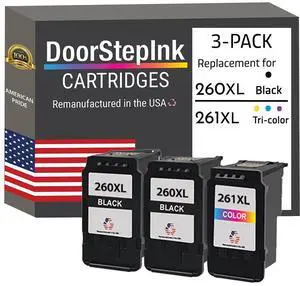 PG-260XL 2 Black & 261XL Color Remanufactured Ink Cartridge Replacement for Canon PG-260XL/261XL Compatible with Canon PIXMA TR7020, PIXMA TS5320, PIXMA TS6420 High Yield 3-Pack PG-260XL 2 Black & 261XL Color Remanufactured Ink Cartridge Replacement for Canon PG-260XL/261XL Compatible with Canon PIXMA TR7020, PIXMA TS5320, PIXMA TS6420 High Yield 3-Pack