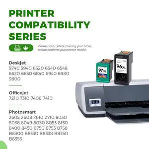 96 97 Ink Cartridges Replacement for HP 96/97 96XL 97XL Ink Deskjet 6940 5940 6840 6988 6980 Officejet 7310 7410 7210 Photosmart 8050 (2 Packs, 1 Black/1 Tri-Color) 96 97 Ink Cartridges Replacement for HP 96/97 96XL 97XL Ink Deskjet 6940 5940 6840 6988 6980 Officejet 7310 7410 7210 Photosmart 8050 (2 Packs, 1 Black/1 Tri-Color)