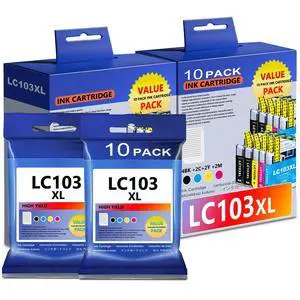 LC103XL High Yield Ink Cartridges 4-Pack (BK/C/M/Y) Replacement for Brother LC101 LC101XL LC103 LC103XL Ink, Work with MFC-J870DW MFC-J6920DW MFC-J6520DW Printer LC103XL High Yield Ink Cartridges 4-Pack (BK/C/M/Y) Replacement for Brother LC101 LC101XL LC103 LC103XL Ink, Work with MFC-J870DW MFC-J6920DW MFC-J6520DW Printer