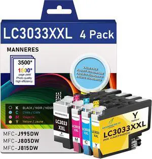 LC3033 BK/C/M/Y Super High Yield Ink Cartridge Compatible for Brother LC3033XXL Ink Cartridge Replacement for Brother LC3035 LC3033 Ink MFC-J995DW MFC-J995DWXL MFC-J815DW MFC-J805DW Printer (4-Pack) LC3033 BK/C/M/Y Super High Yield Ink Cartridge Compatible for Brother LC3033XXL Ink Cartridge Replacement for Brother LC3035 LC3033 Ink MFC-J995DW MFC-J995DWXL MFC-J815DW MFC-J805DW Printer (4-Pack)