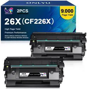 26X High Yield Toner Cartridge Replacement for HP 26X CF226X 26A CF226A for HP LaserJet Pro M402n M402dn M402dne M402dw Pro MFP M426fdw M426fdn M426dw Printer Ink (2 Pack, Black) 26X High Yield Toner Cartridge Replacement for HP 26X CF226X 26A CF226A for HP LaserJet Pro M402n M402dn M402dne M402dw Pro MFP M426fdw M426fdn M426dw Printer Ink (2 Pack, Black)