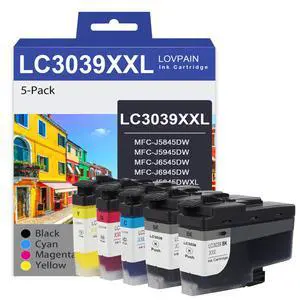 LC3039 Ultra High-Yield Ink Cartridges (5-Pack, 2 Black/1 Cyan/Yellow/1 Magenta) Replacement for Brother LC3039XXL BK/C/M/Y Ink Cartridge use for MFC-J5845DW MFC-J5945DW MFC-J6545DW Printer LC3039 Ultra High-Yield Ink Cartridges (5-Pack, 2 Black/1 Cyan/Yellow/1 Magenta) Replacement for Brother LC3039XXL BK/C/M/Y Ink Cartridge use for MFC-J5845DW MFC-J5945DW MFC-J6545DW Printer