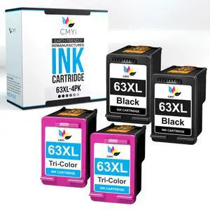 Replacement 63XL Printer Ink Cartridges Combo Pack for HP Envy 4521, 4522, 4523, 4524, 4525, 4526, 4527, 4528, OfficeJet 3830, 3833, 3834, 3835, 3836, 4650, 4652 Printers (2 Black, 2 Color) Replacement 63XL Printer Ink Cartridges Combo Pack for HP Envy 4521, 4522, 4523, 4524, 4525, 4526, 4527, 4528, OfficeJet 3830, 3833, 3834, 3835, 3836, 4650, 4652 Printers (2 Black, 2 Color)